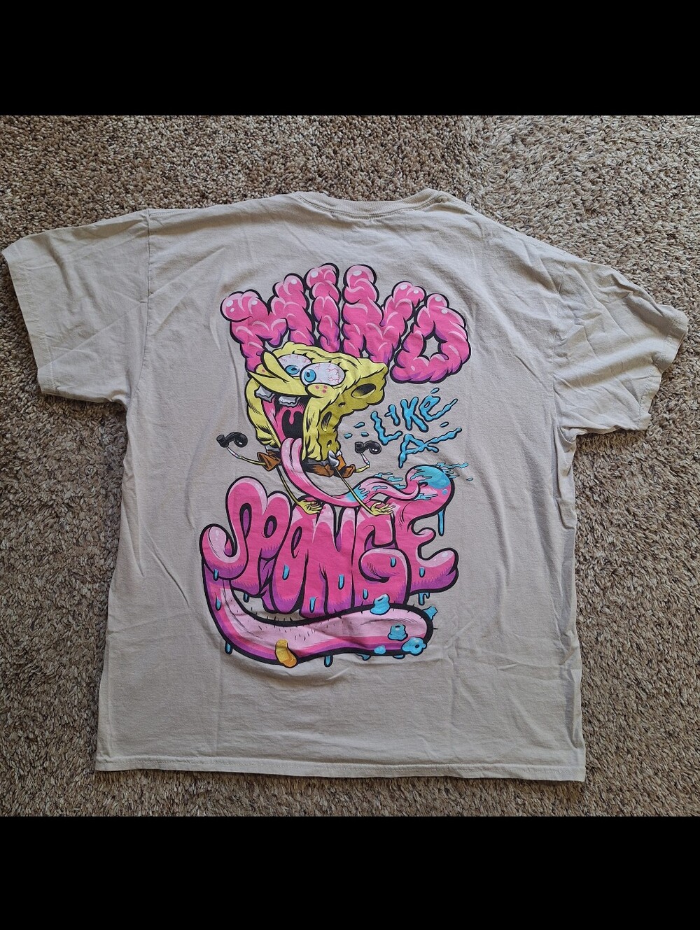 Hot Topic SpongeBob SquarePants Trippy Graffiti Back-Print Tee - Size Large